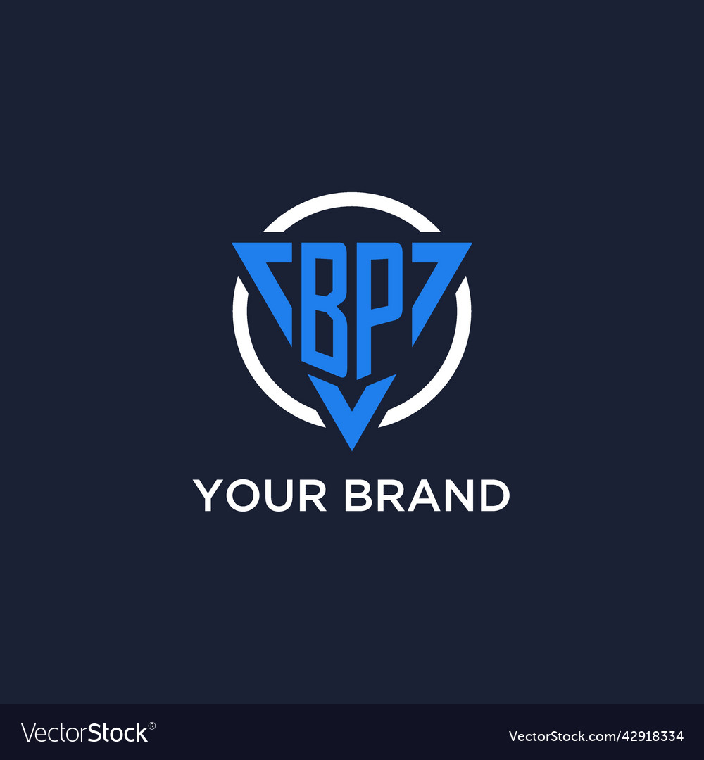 Bp monogram logo with triangle shape and circle