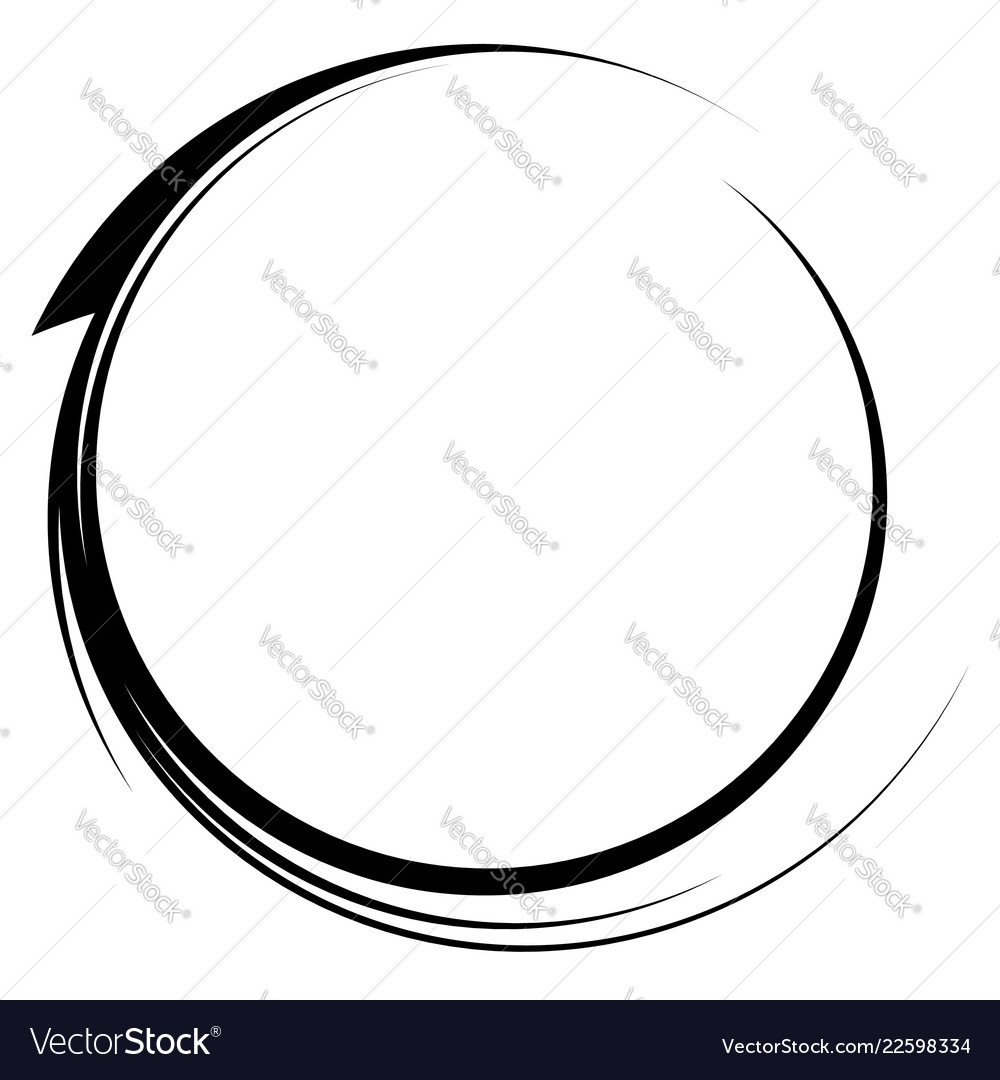 Circle with dynamic swoosh line frame monochrome vector image Circle with dynamic swoosh line frame monochrome