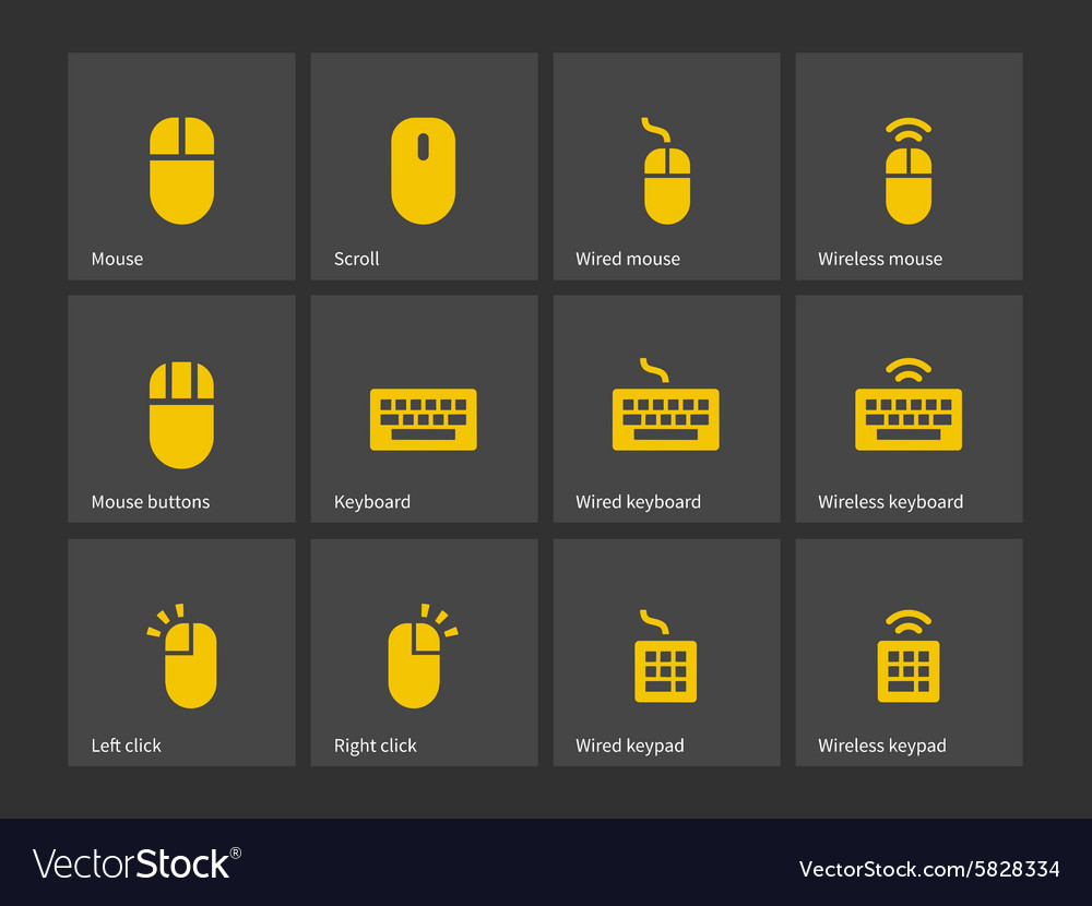 Desktop computer mouse and keyboard icons