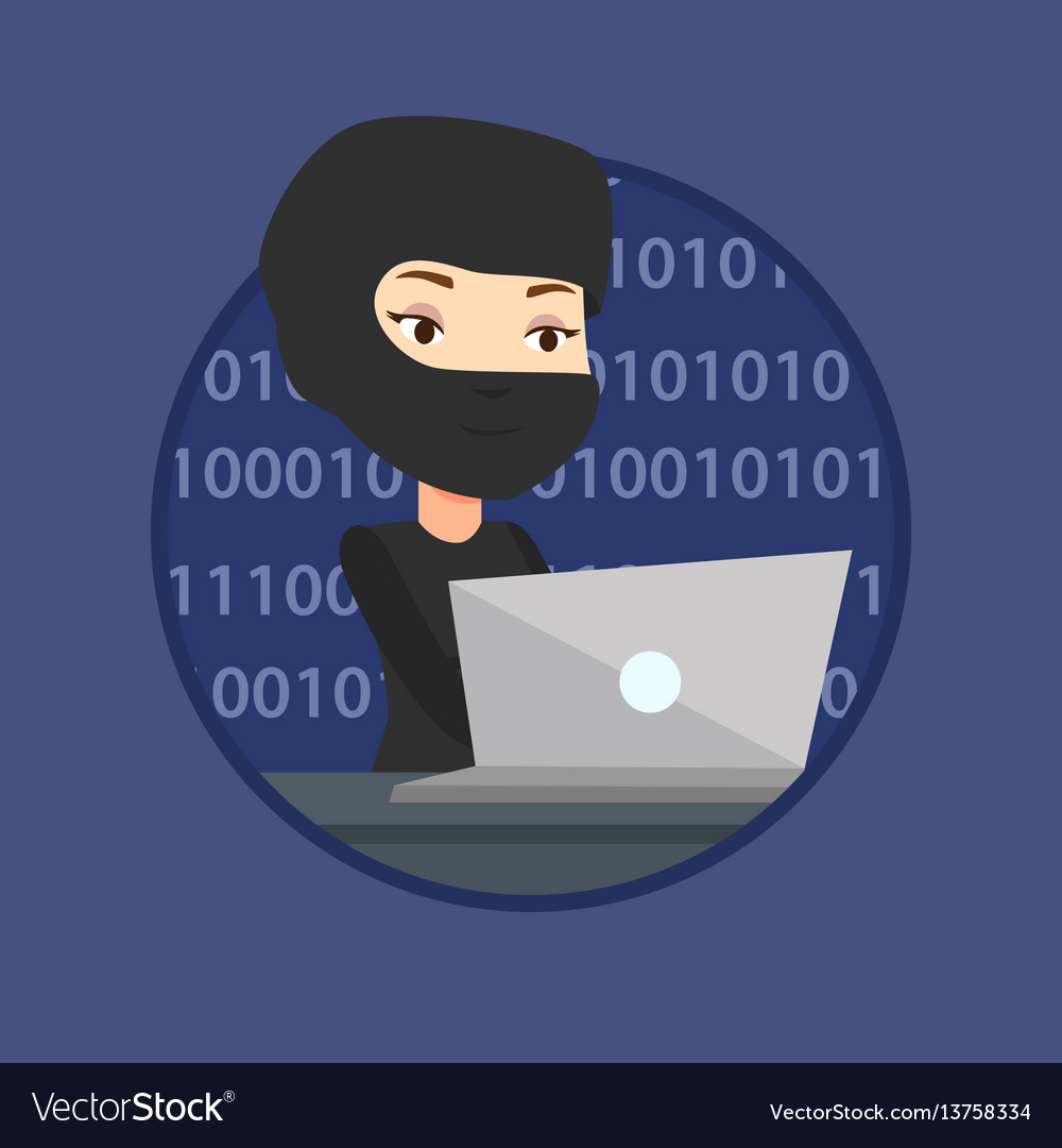 Hacker using laptop to steal information vector image Hacker using laptop to steal information