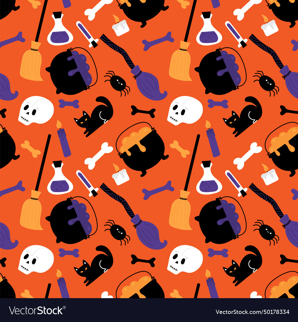 Halloween seamless pattern cartoon childish style