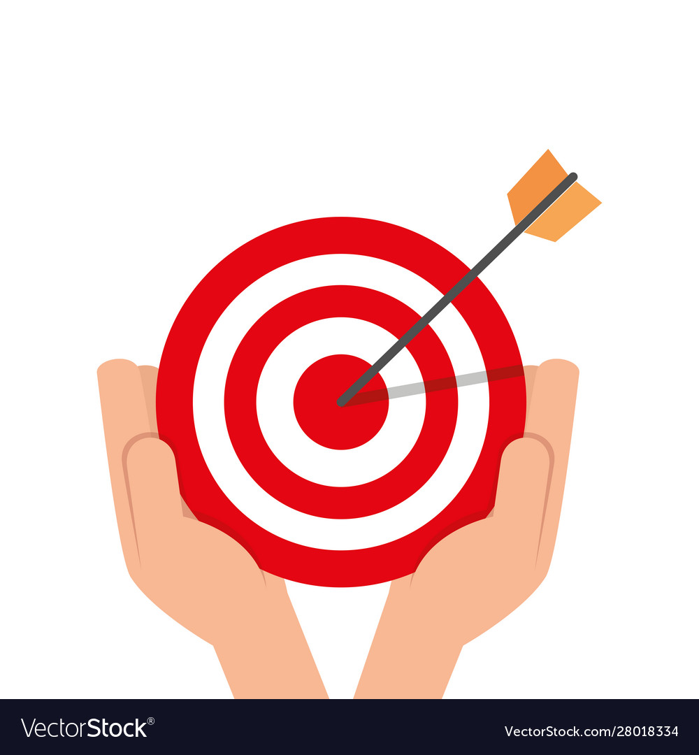 Hand and target with arrow isolated icon