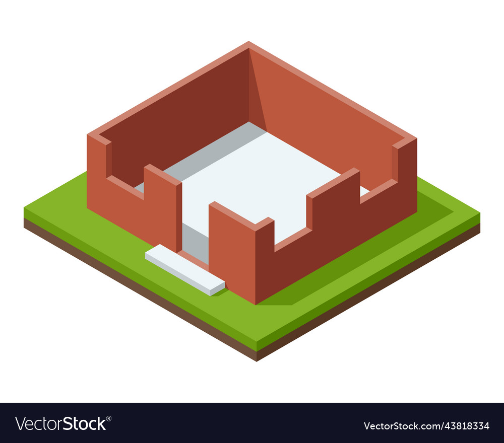 House construction isometric stage visualization