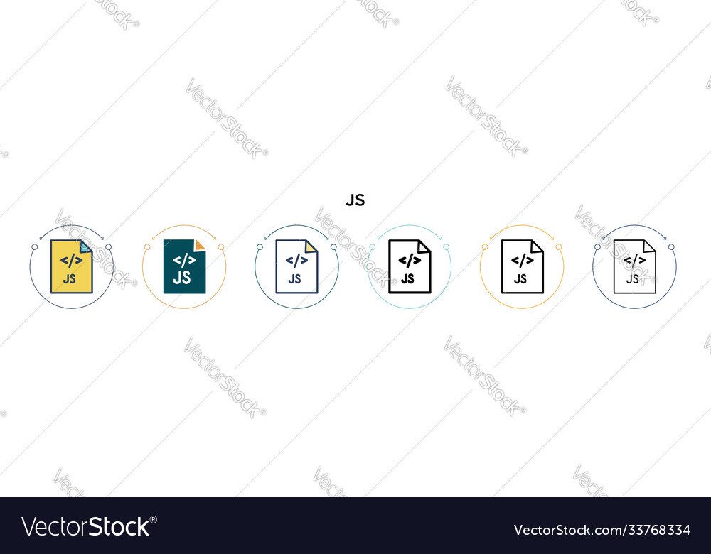 Js icon in filled thin line outline and stroke