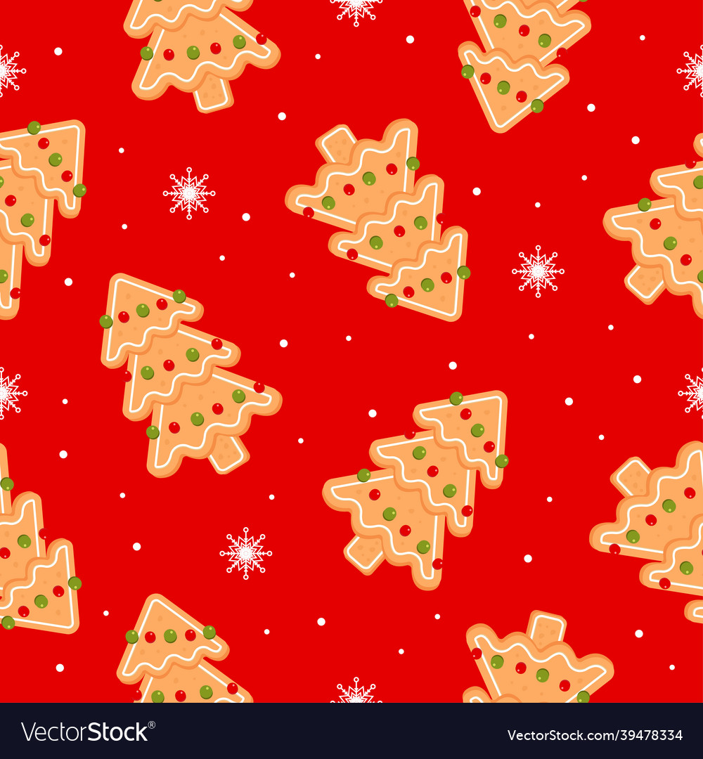 Seamless pattern with christmas tree and snowflake vector image Seamless pattern with christmas tree and snowflake