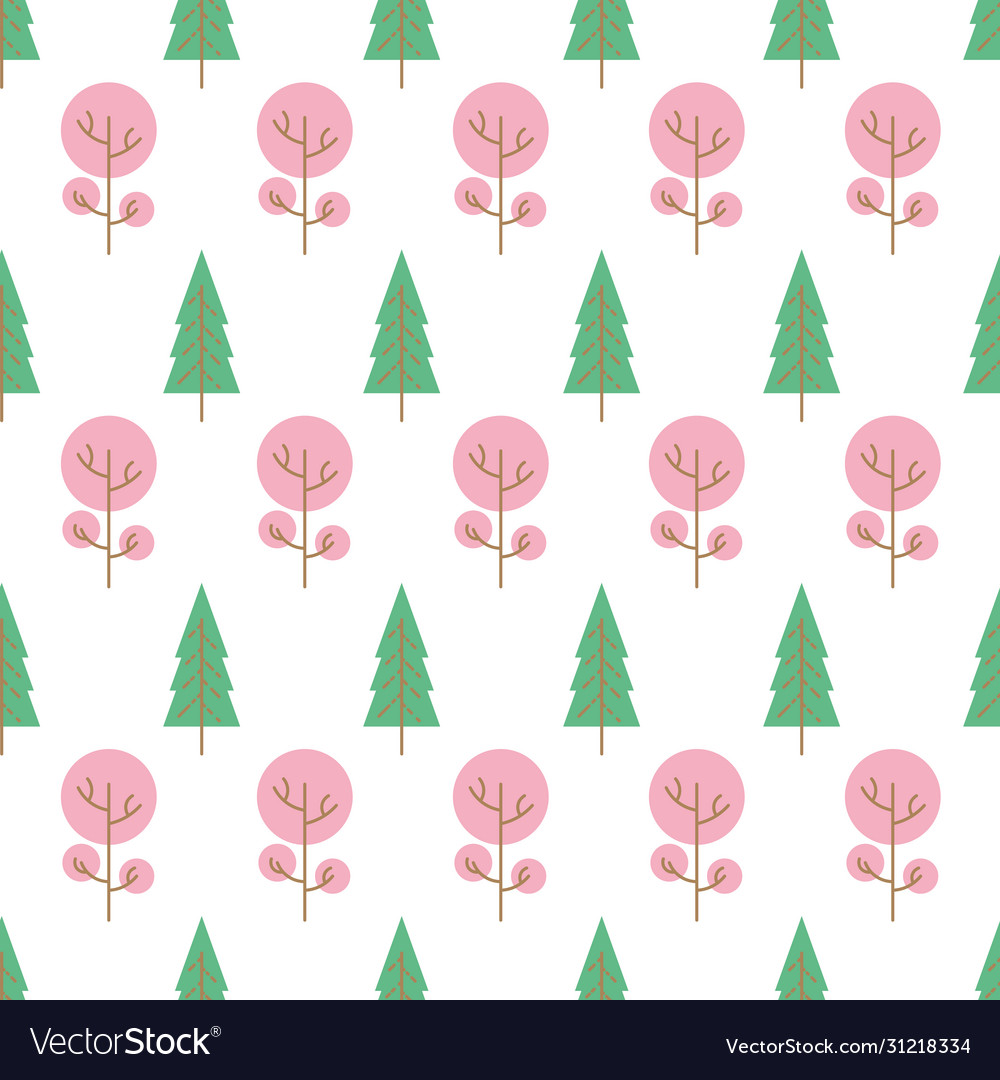 Seamless pattern with colored trees