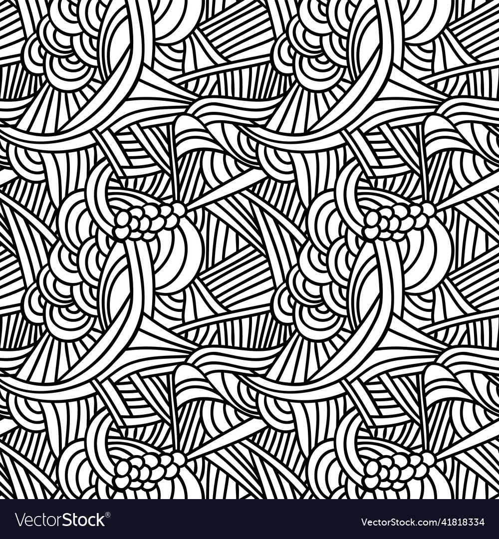Seamless patterns with doodle waves and lines vector image Seamless patterns with doodle waves and lines