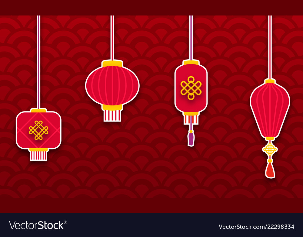 Set chinese lanterns for happy new year eastern vector image Set chinese lanterns for happy new year eastern