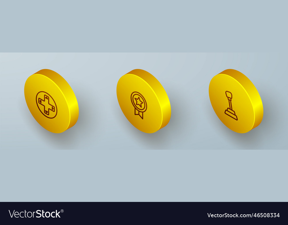 Set isometric line game controller or joystick vector image Set isometric line game controller or joystick