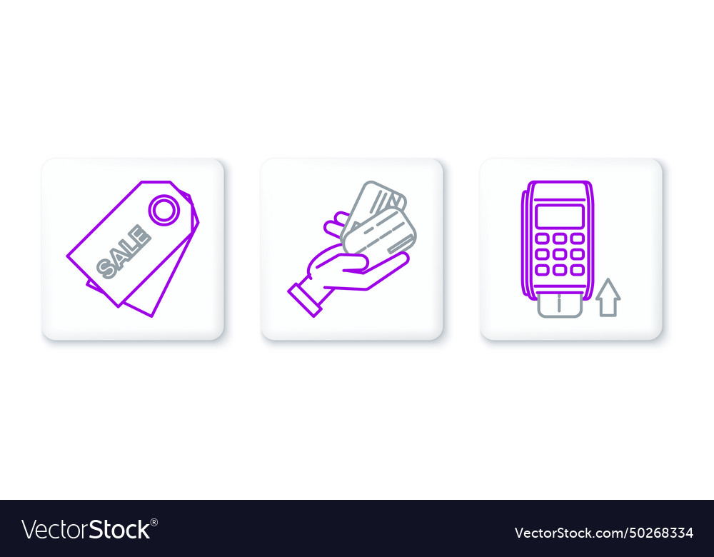 Set line pos terminal with inserted credit card Vector Image Set line pos terminal with inserted credit card