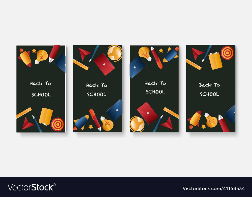 Set of four back to school social media pack Vector Image