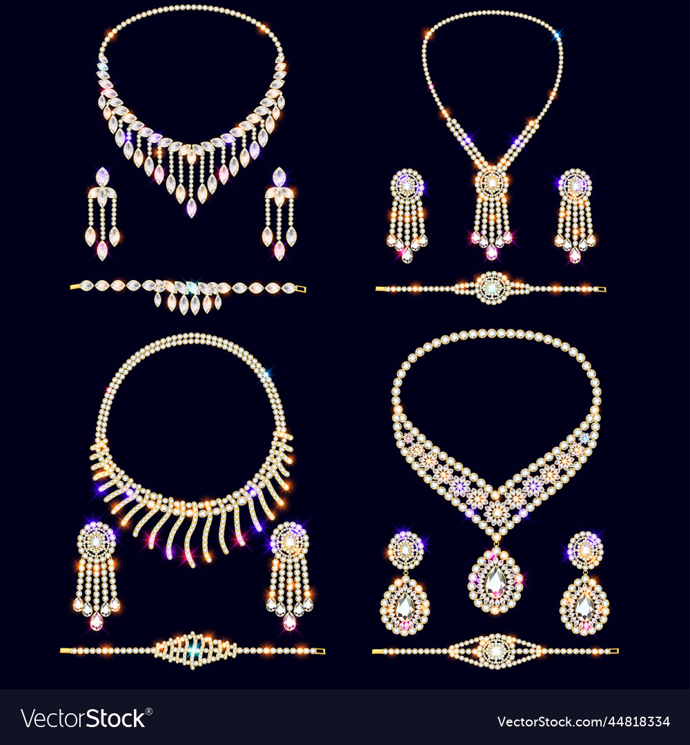 Set of jewelry wedding with precious stones Vector Image