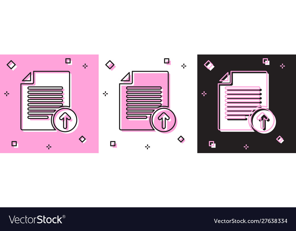 Set upload file icon isolated on pink and white vector image Set upload file icon isolated on pink and white
