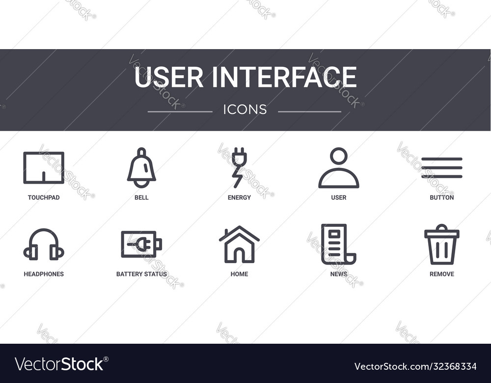 User interface concept line icons set contains Vector Image User interface concept line icons set contains