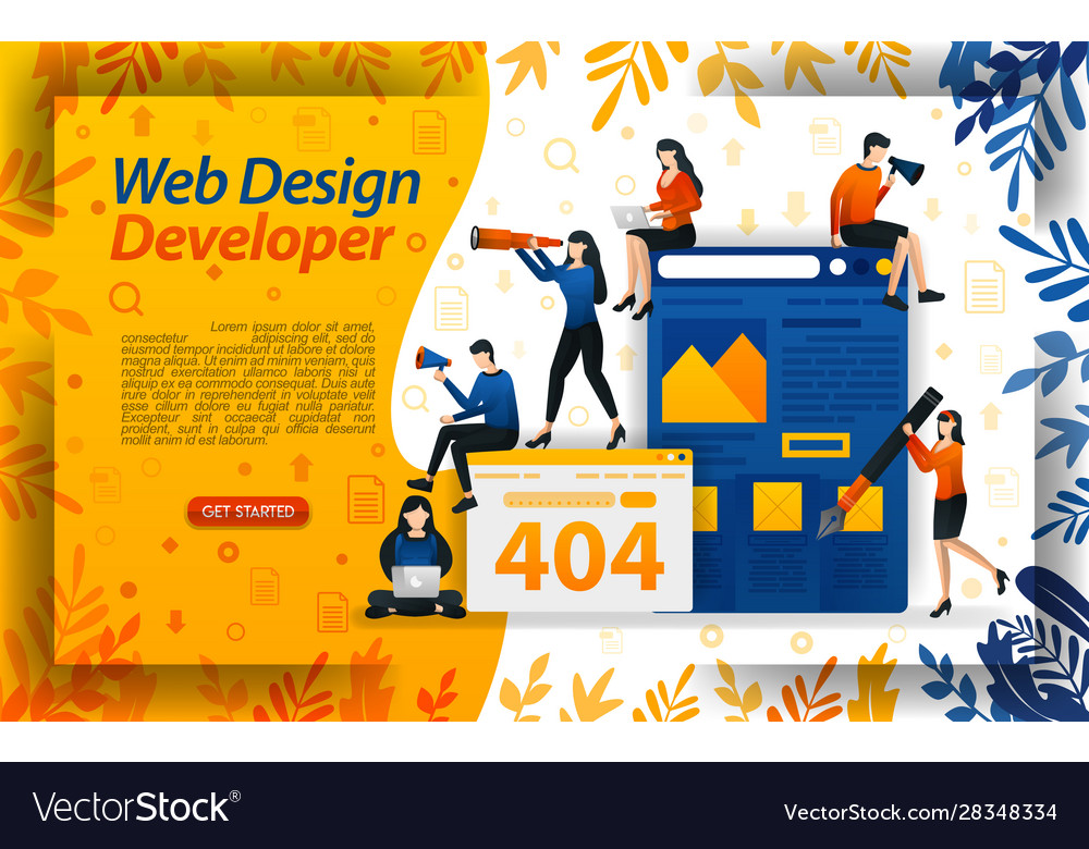 Webdesign-Entwickler erstellen eine Website erstellen vector image Webdesign-Entwickler erstellen eine Website erstellen