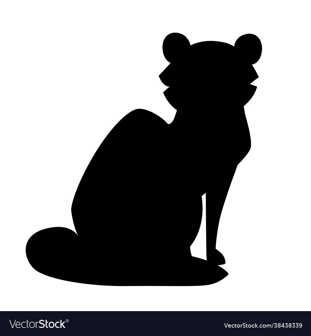 Black silhouette cute brown marten cartoon animal