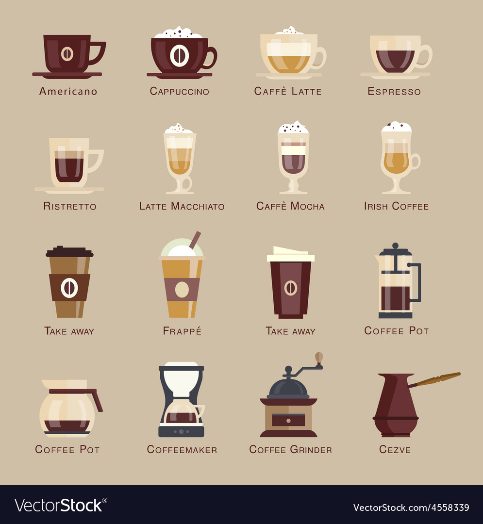 Coffee icon set menu Royalty Free Vector Image