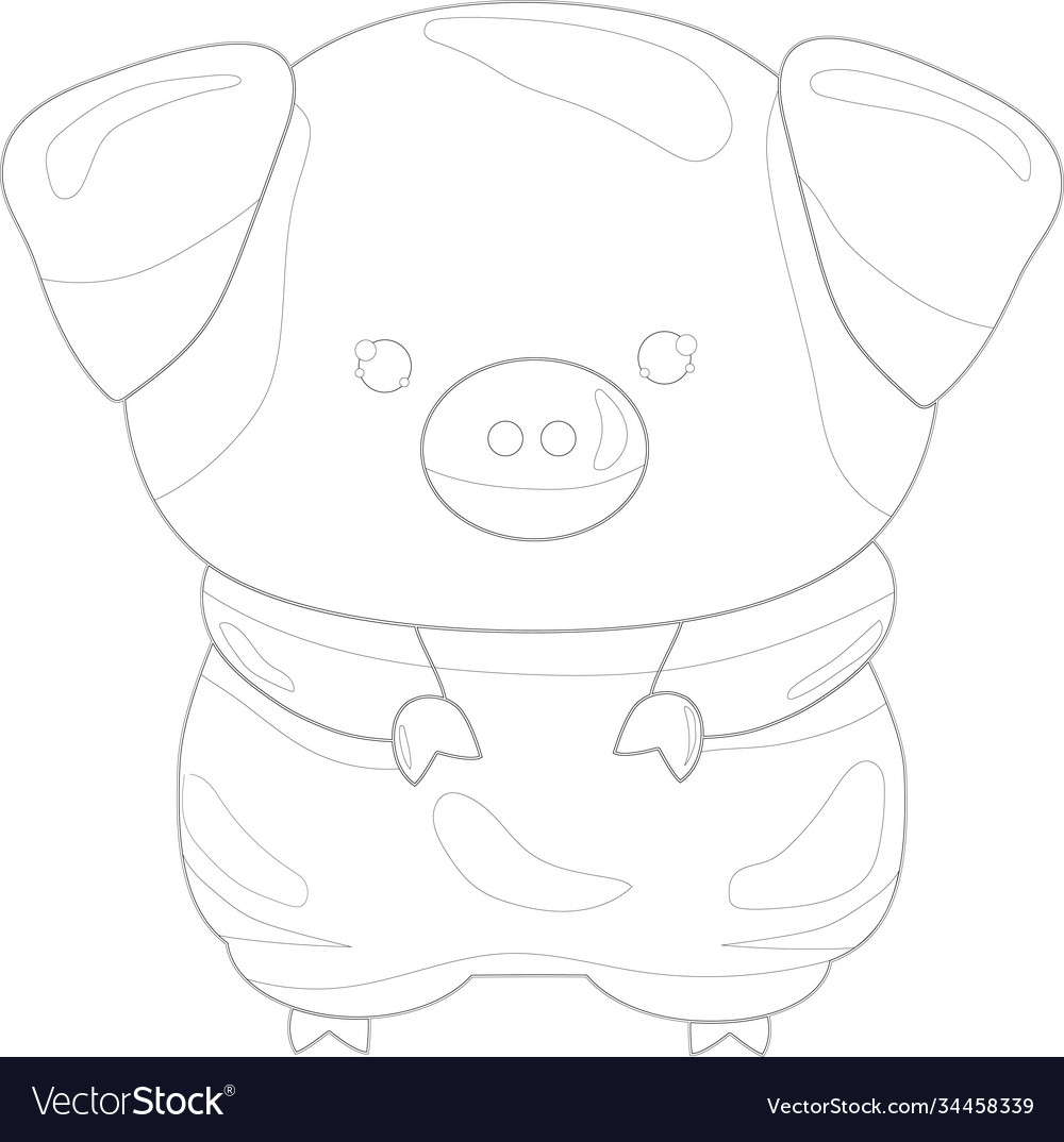 Cute cartoon pig sketch template Royalty Free Vector Image