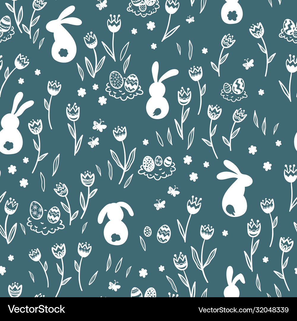 Cute hand drawn easter seamless pattern Royalty Free Vector