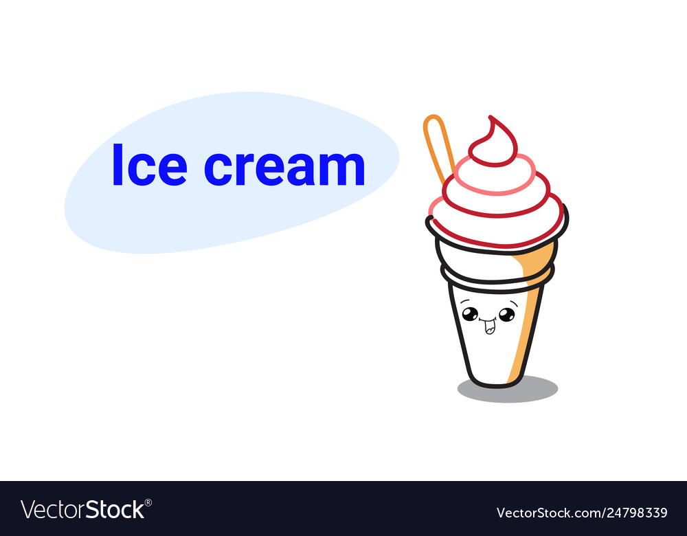 Cute ice cream cartoon comic character