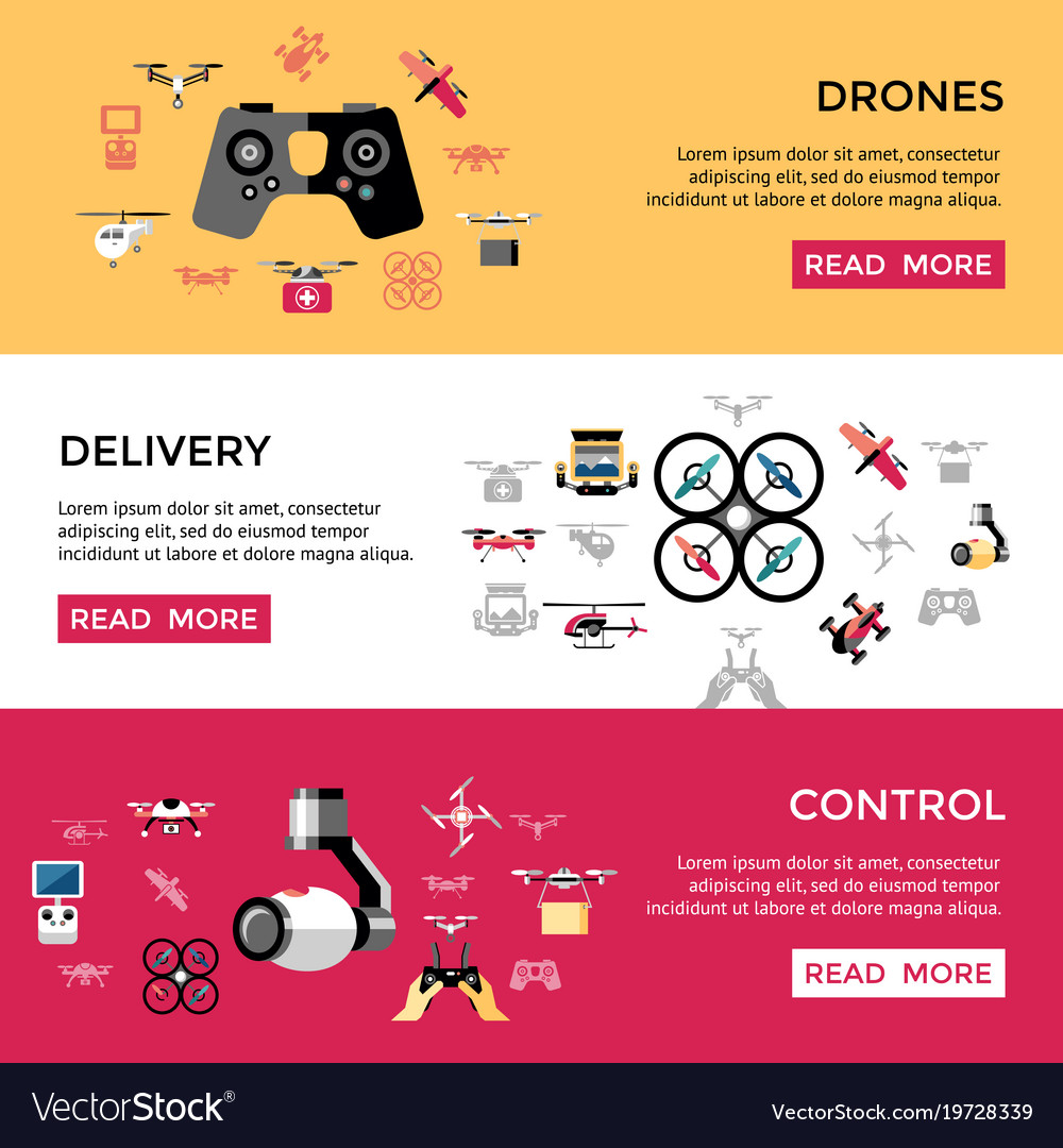 Digital flying drone objects color