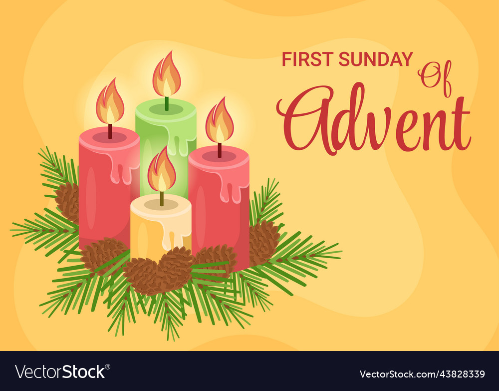 First sunday of advent or the beginning a new vector image First sunday of advent or the beginning a new