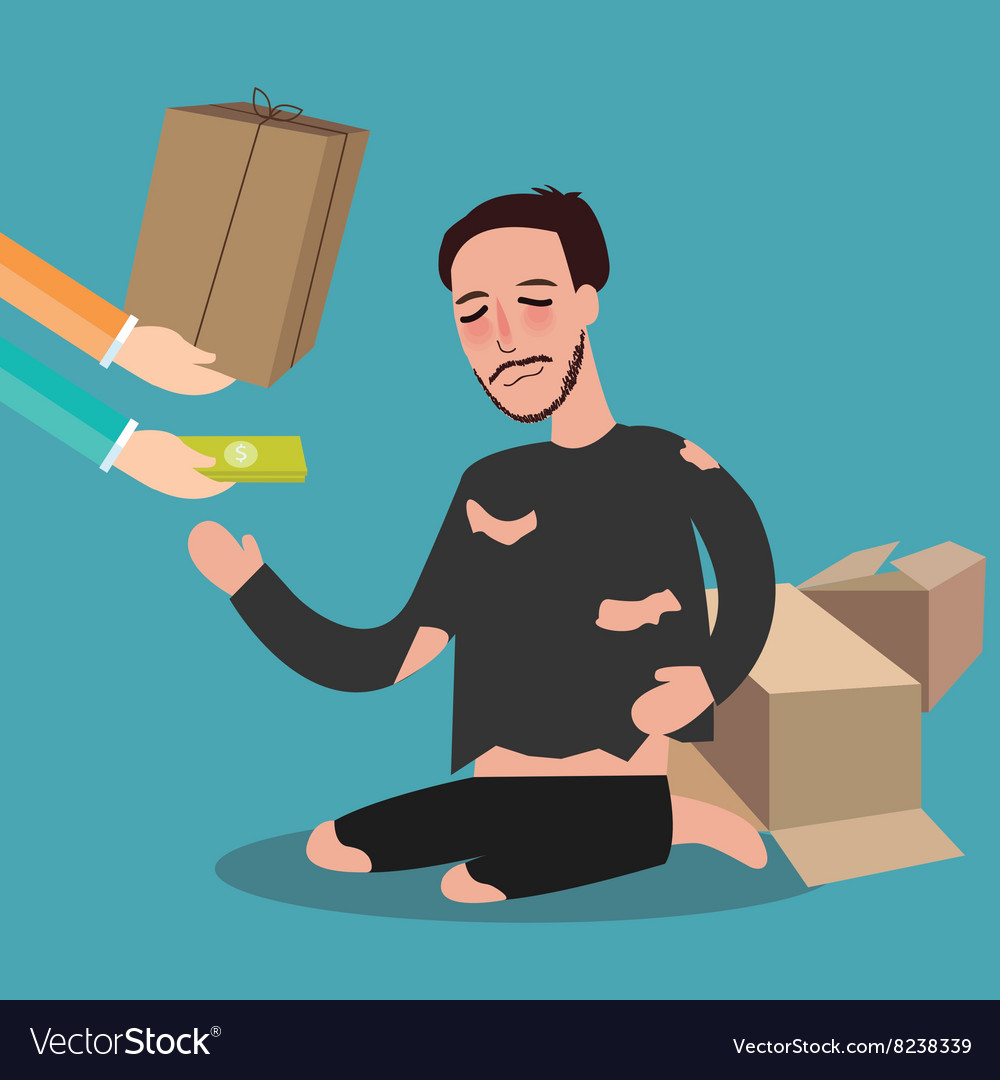 giving money to homeless clipart