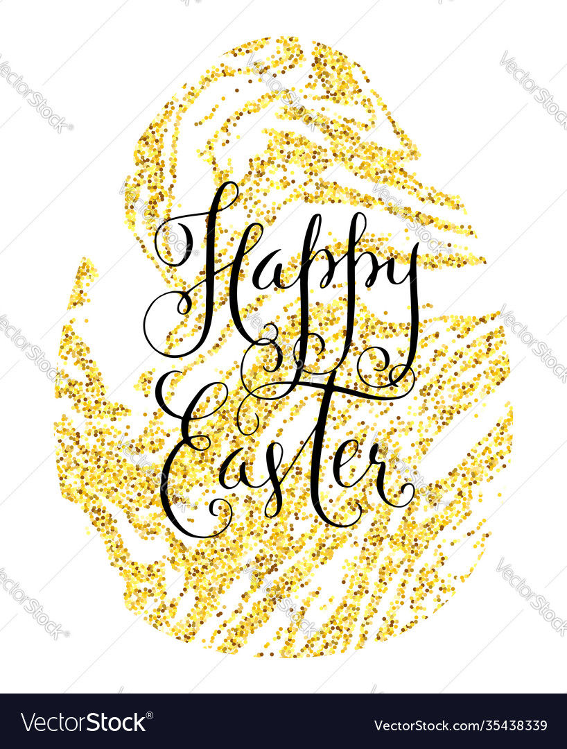 Happy easter gold glitter greeting card Royalty Free Vector