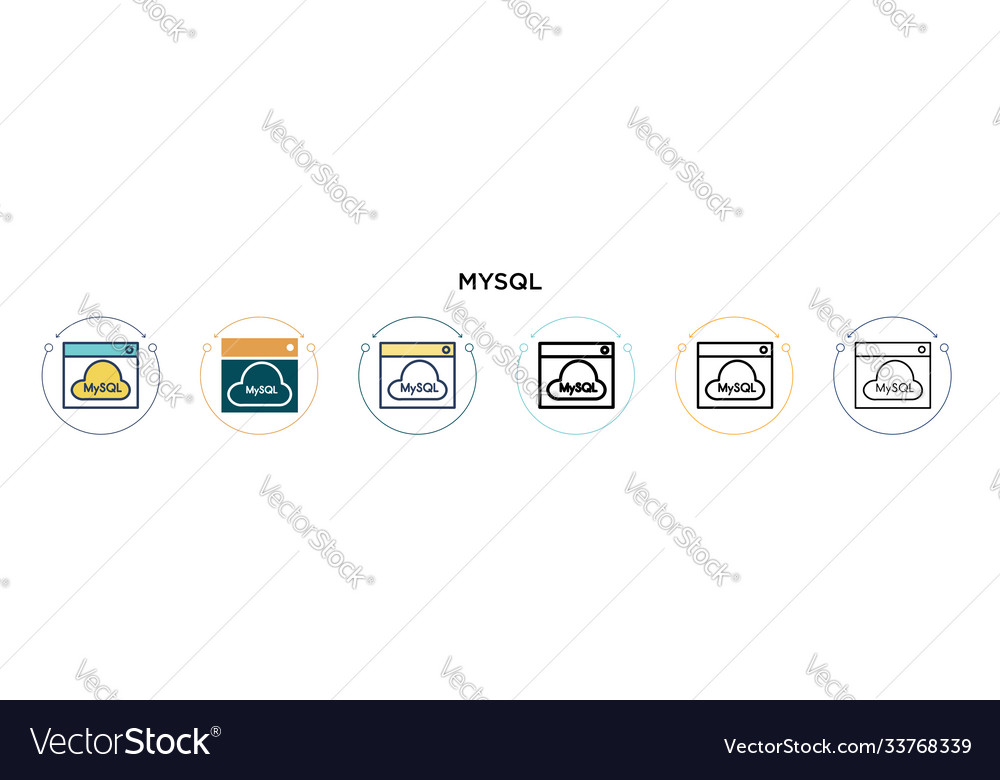 Mysql icon in filled thin line outline and stroke