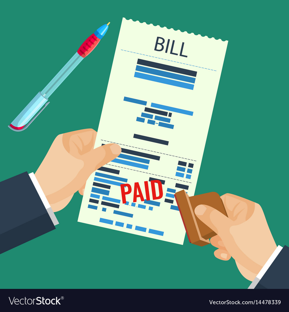 paid-bill-in-human-hands-with-rubber-stamp-vector-image