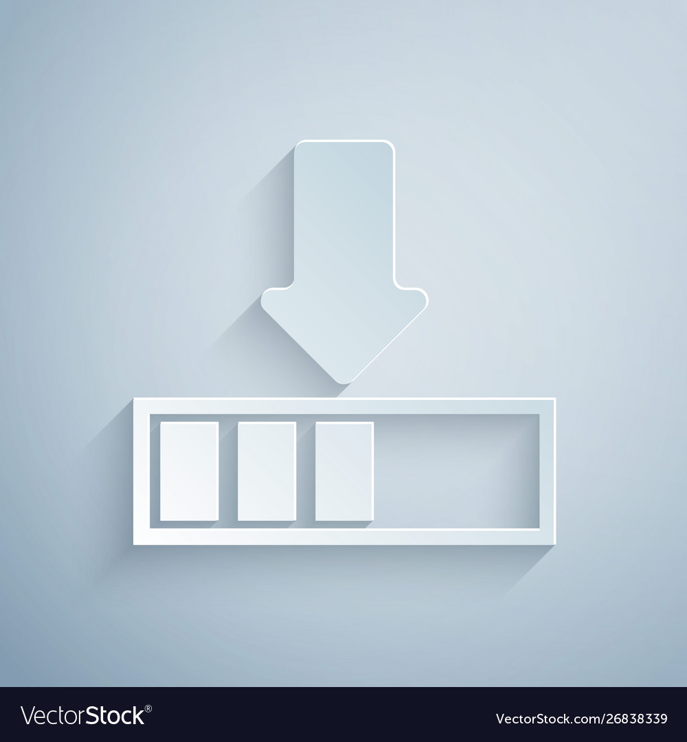 Paper cut loading icon isolated on grey background