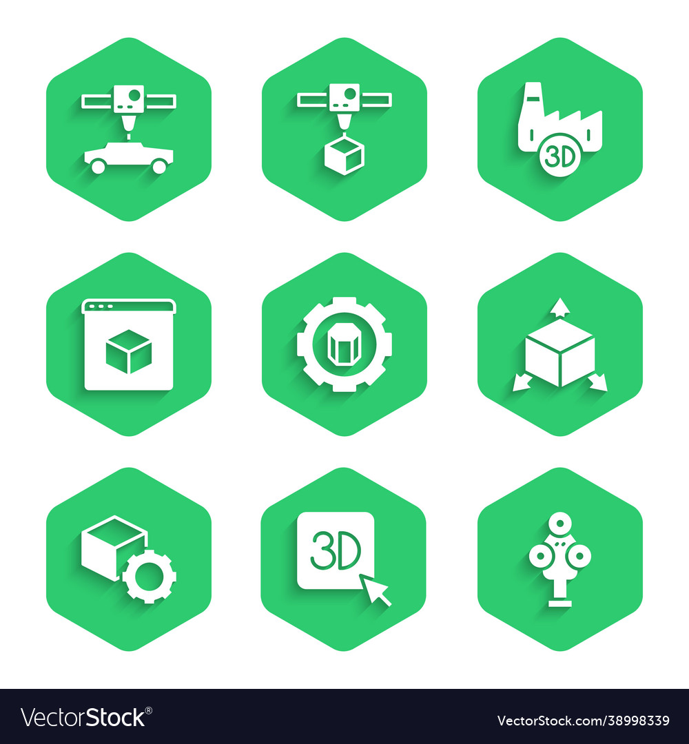 Set 3d printer setting scanner isometric cube