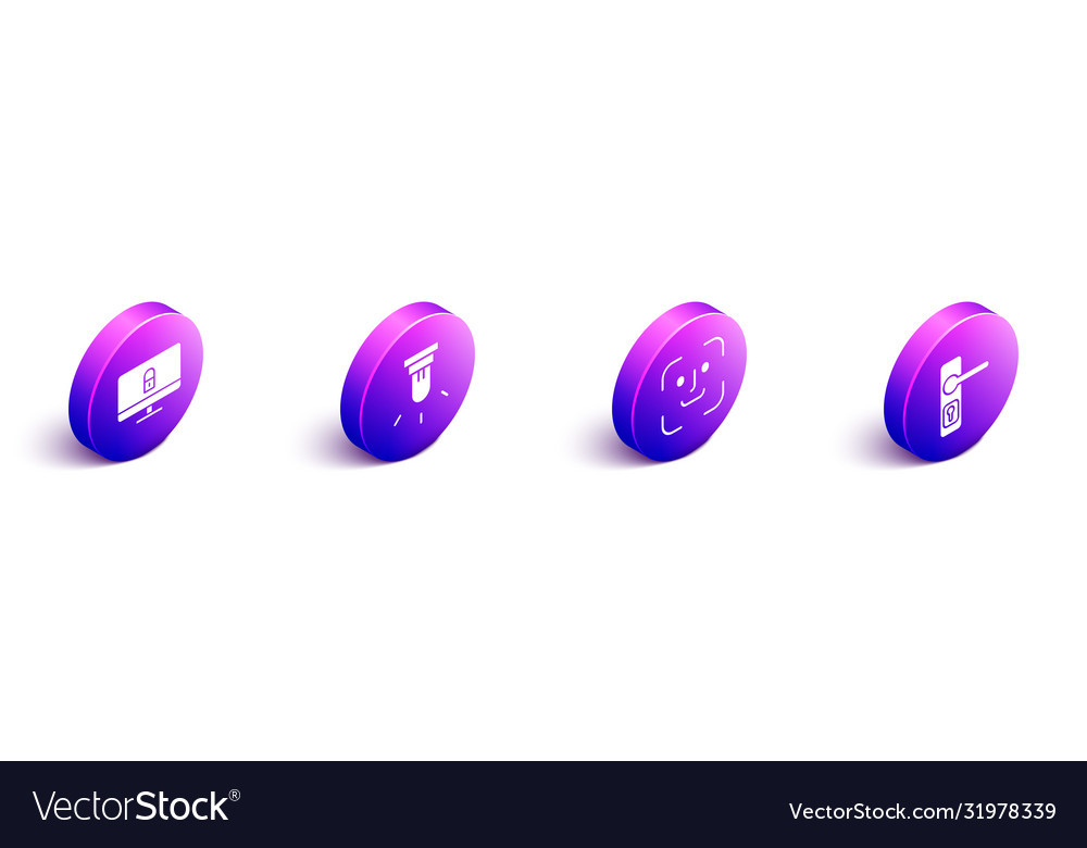 Set isometric lock on computer monitor motion vector image Set isometric lock on computer monitor motion