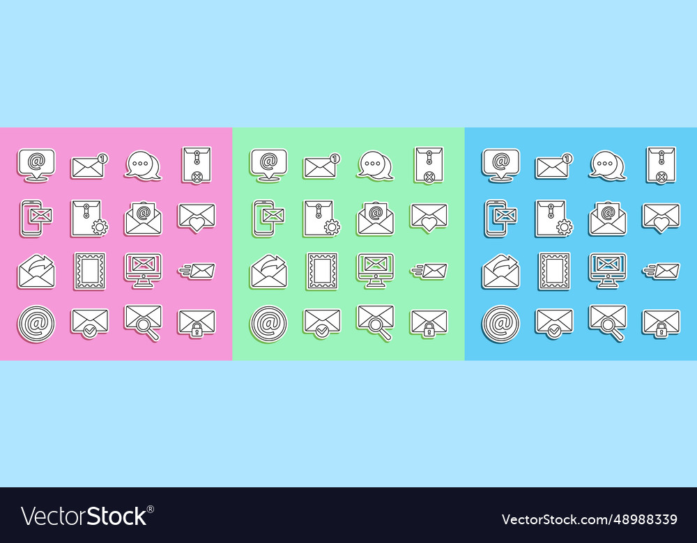 Set line mail message lock password express Vector Image Set line mail message lock password express