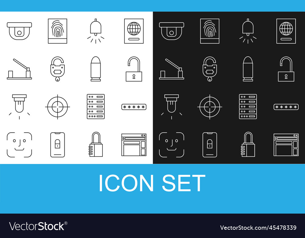 Set line website template password protection vector image Set line website template password protection