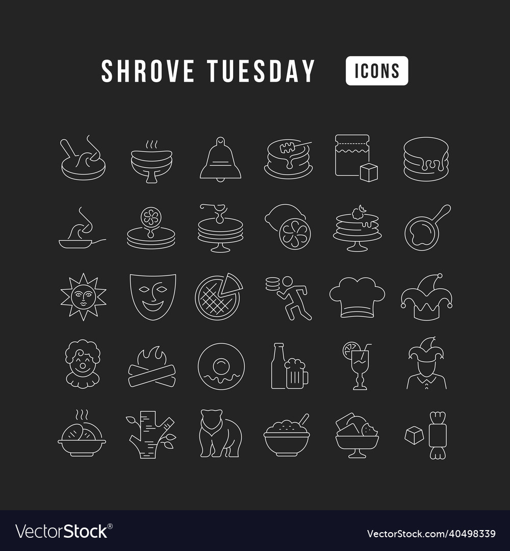 Set of linear icons shrove tuesday Royalty Free Vector Image