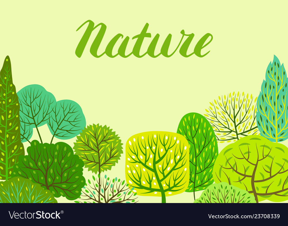 Spring or summer background with stylized trees vector image Spring or summer background with stylized trees