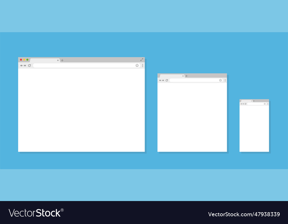 Three different browser window in flat Vector Image Three different browser window in flat
