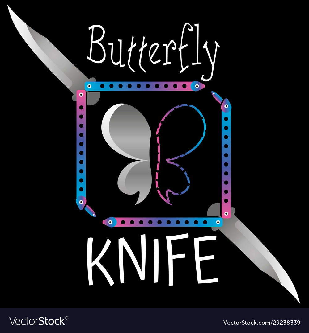 Two open rainbow butterfly knives and abstract Vector Image Two open rainbow butterfly knives and abstract