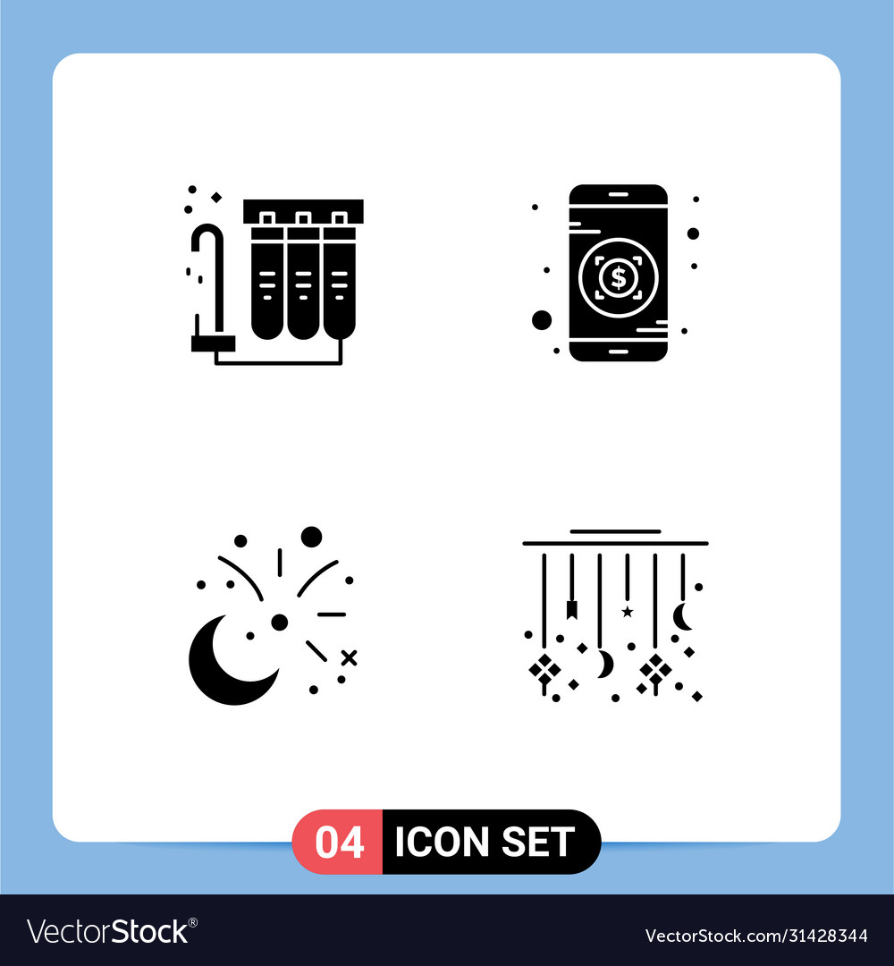 4 universal solid glyphs set for web and mobile