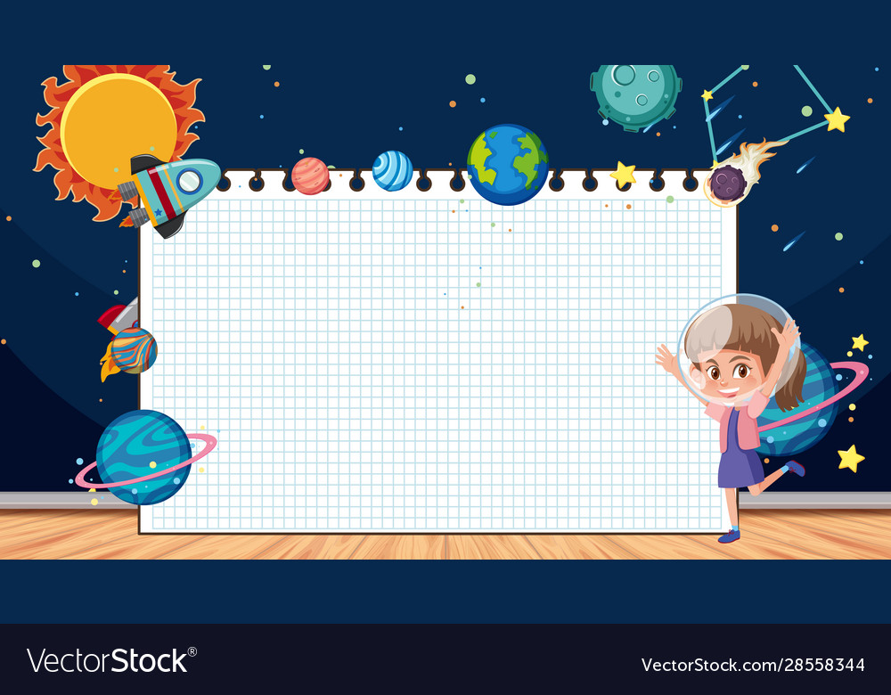 Border template with space theme in background