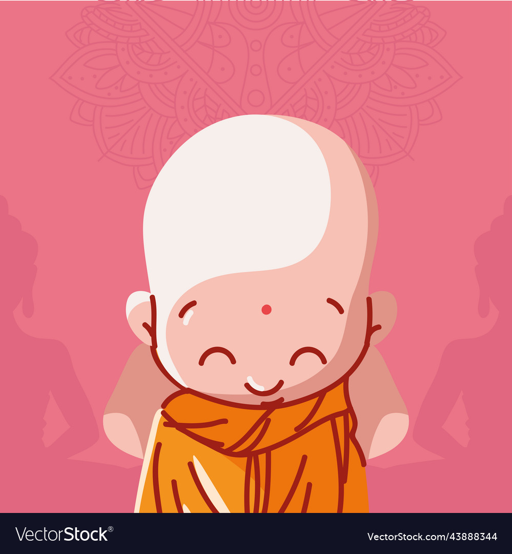 Buddhist Monk Boy Royalty Free Vector Image Vectorstock 9997