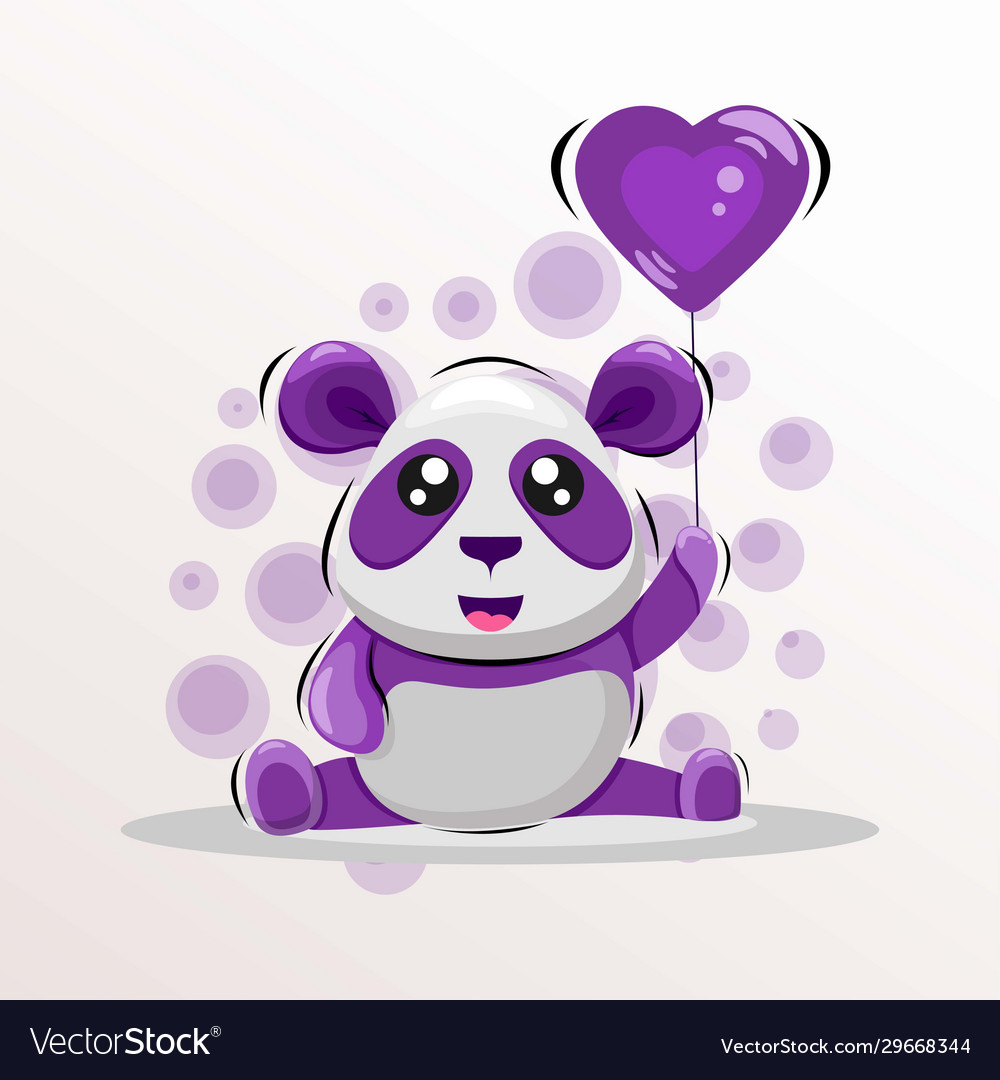 Cute panda mascot cartoon design with love balloon