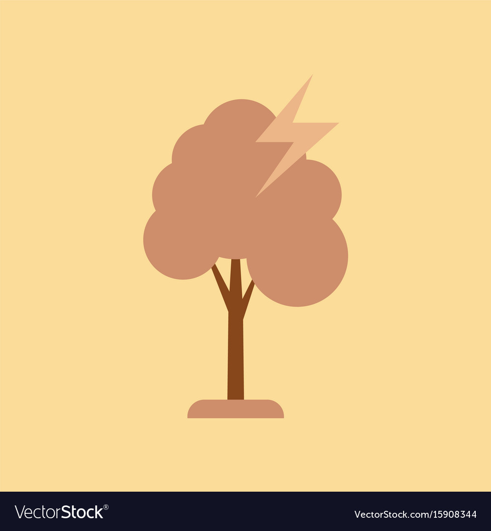 Flat icon on stylish background lightning tree
