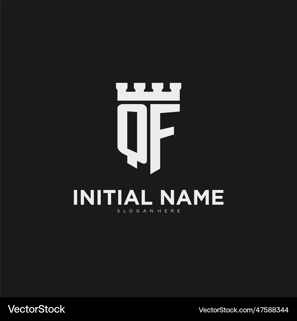 Initials qf logo monogram with shield Royalty Free Vector