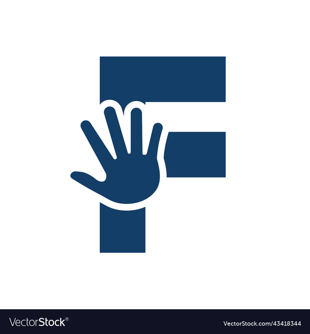 Letter f hand logo concept for care charity