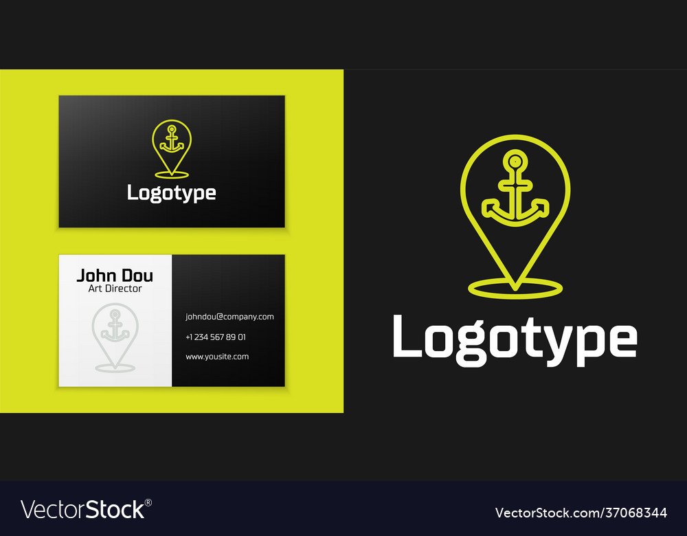 Logotyp Linienkartenzeiger mit Ankersymbol vector image Logotyp Linienkartenzeiger mit Ankersymbol