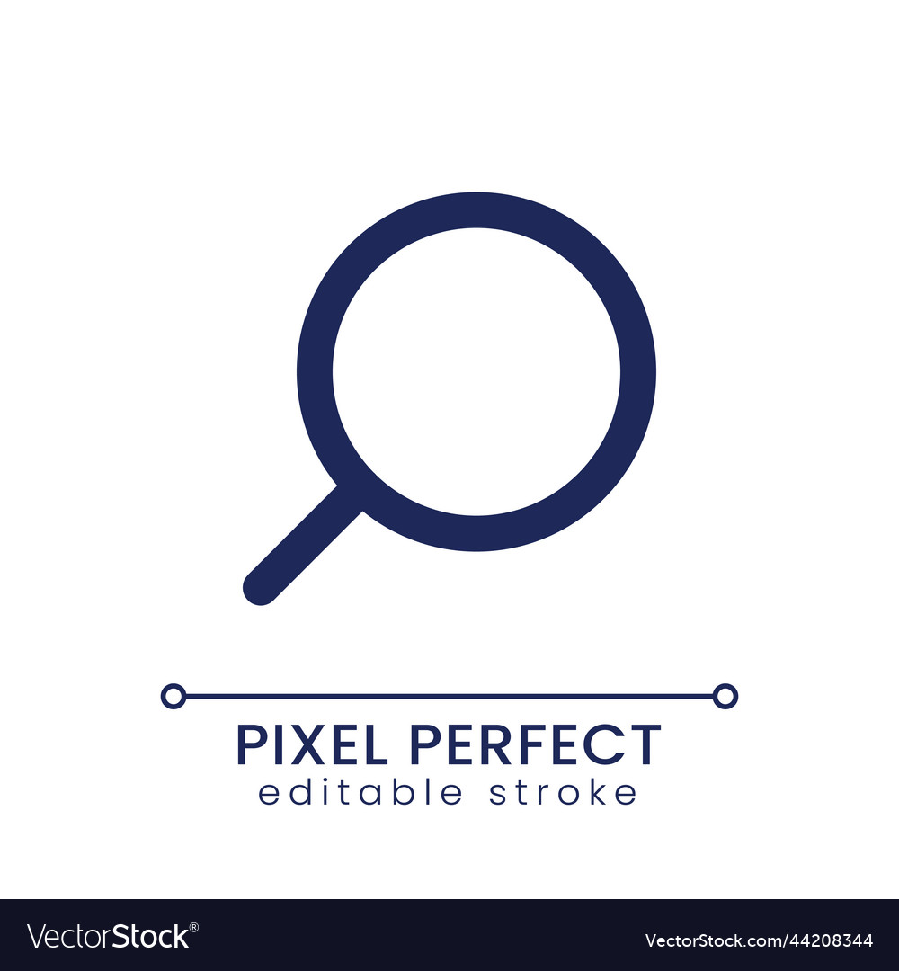 Magnifying glass pixel perfect linear ui icon vector image Magnifying glass pixel perfect linear ui icon