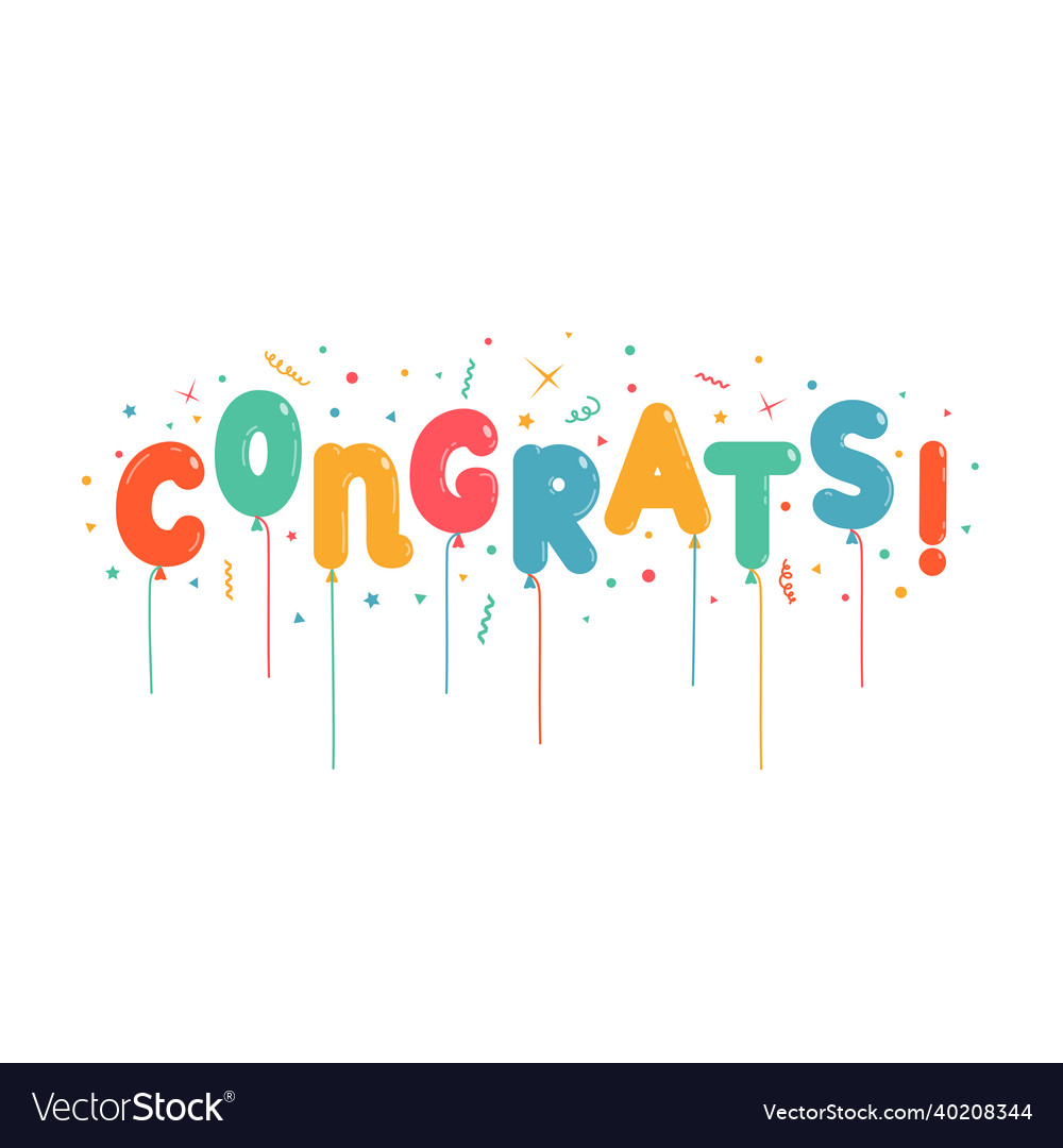 Multicolored lettering with the word congrats Vector Image