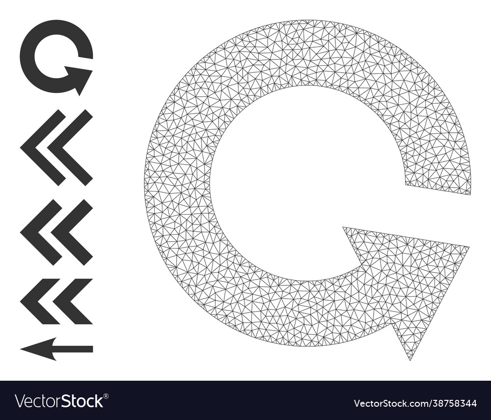 Polygonal net rotate ccw icon with simple glyphs vector image Polygonal net rotate ccw icon with simple glyphs